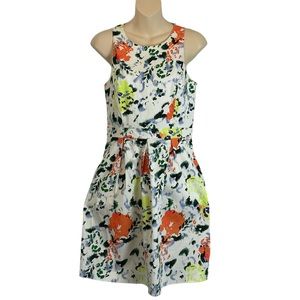 Gap Women's Size 4 Sara Cotton Pleated Fit & Flare Sleeveless Short Floral Dress